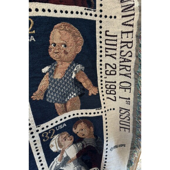 Classic American Dolls 1996 USPS Stamp Collection Royal Tapestry Jacquard Throw - Picture 9 of 10